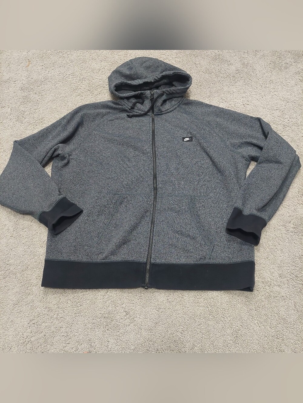 Nike Men's Jacket XXL Gray with black trim hooded pockets full zip